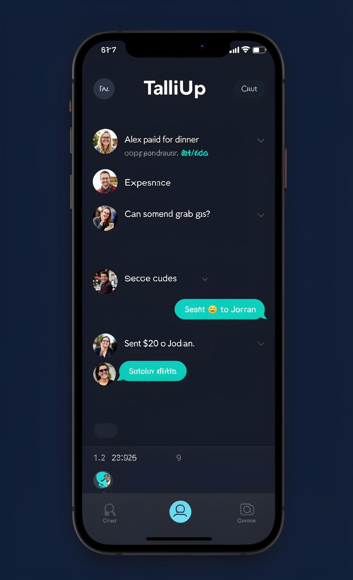 TalliUp group chat about expenses and settlements
